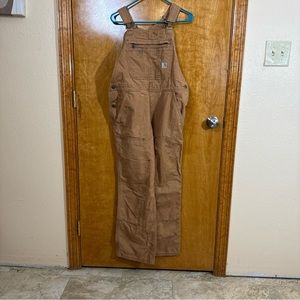 Carhartt Brown Double-Knee Bib Overalls Women's Size 4/6 Small Outdoor Workwear